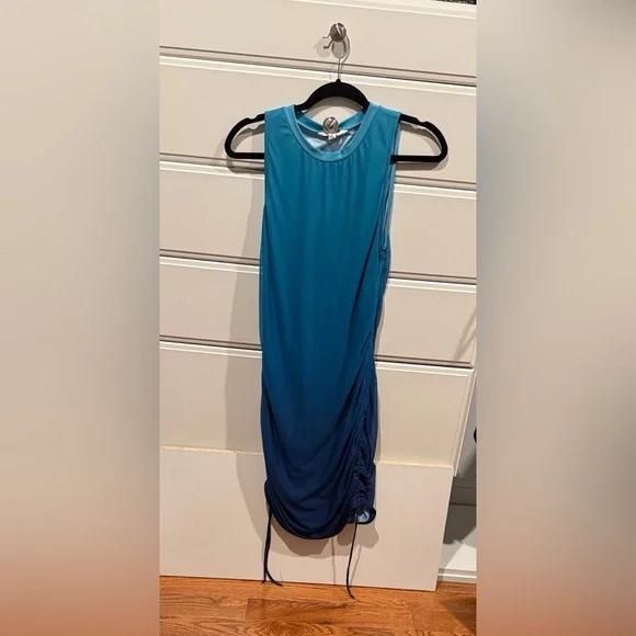 BB Dakota Blue Ombré Ruched Mesh Bodycon Mini Dress - Picture 3 of 7